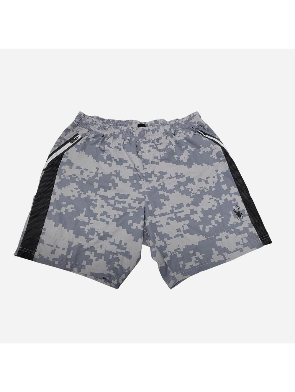 Spider Worldwide Men's Grey and Blue Shorts